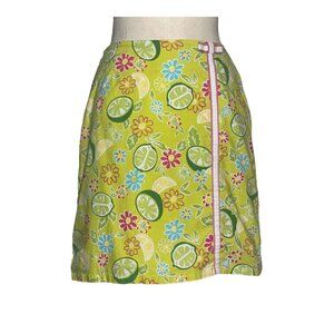 Tahiti Reef Club Skort Culottes Skirt Floral Citrus Print Lime Size 2